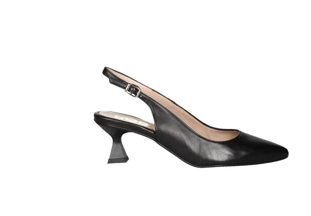 Zapato Piel Negro Talon Abierto