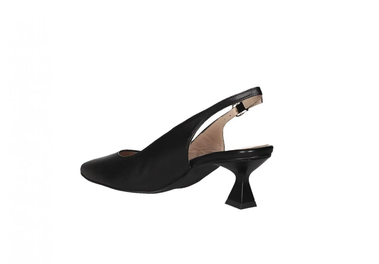 Zapato Piel Negro Talon Abierto