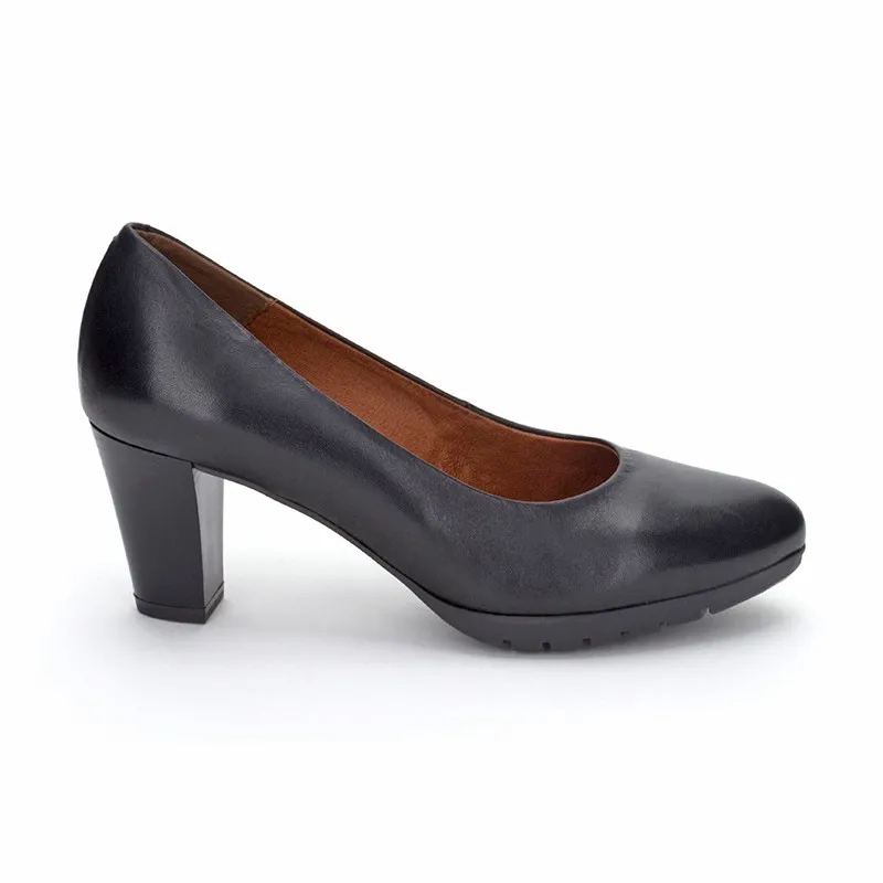 Zapatos De Salón Mujer Piel Tacón Medio Muy Cómodos 2220W Negro, de Desireé