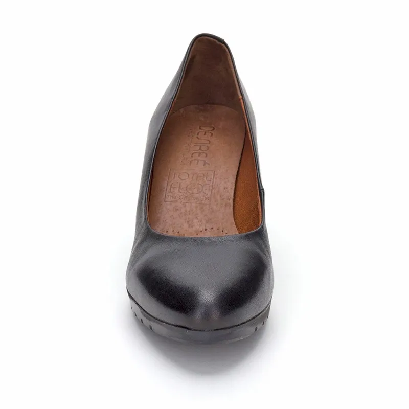Zapatos De Salón Mujer Piel Tacón Medio Muy Cómodos 2220W Negro, de Desireé