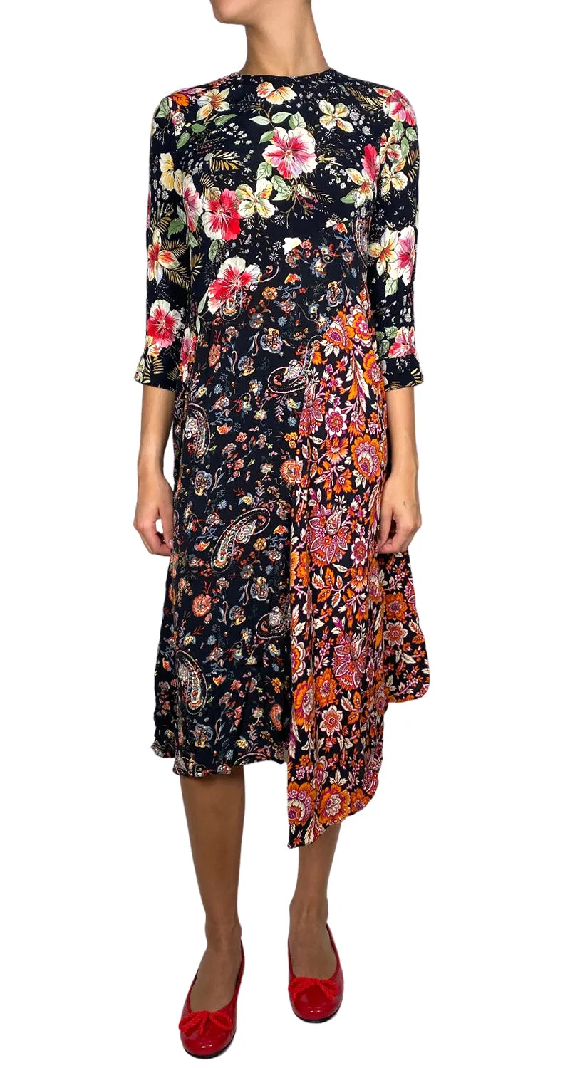 ZARA Vestido Midi Estampado Flores